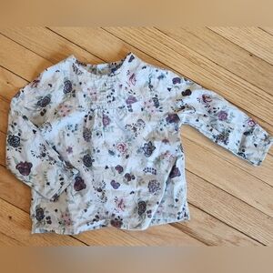 Floral Long-Sleeve Top for Todlers- Light Blue